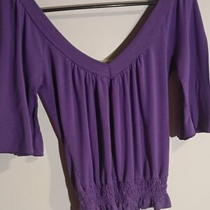 Julie's Closet Deep Purple Off The Shoulder 3/4 Sleeve Blouse Size Medium